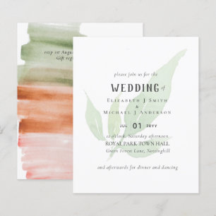 Modern Leaf Watercolor WEDDING Invitation