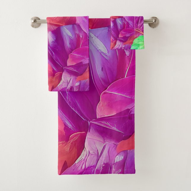 Modern Leafy Design Pattern Bath Towel Set (Insitu)