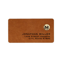 Modern Leather Gold Monogram Return Address
