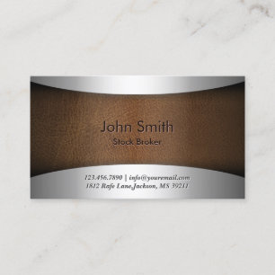 Modern Leather Stock Broker Professional Metal Business Card
