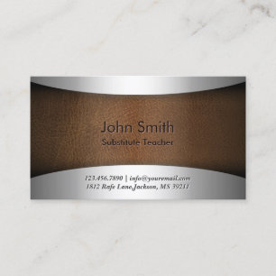Modern Leather Substitute Teacher Business Card