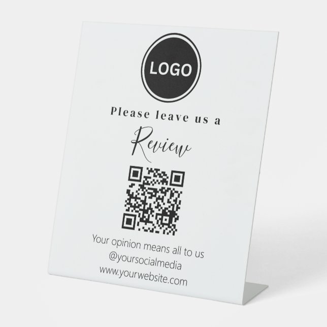 Modern | Leave us a review | QR code Pedestal Sign (Front)