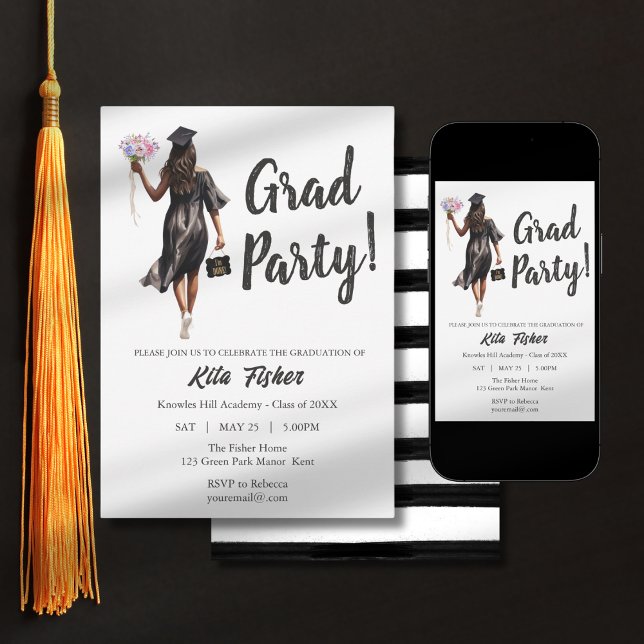 Modern Leavers Graduation Girl Prom Party Invitation (Creator Uploaded)