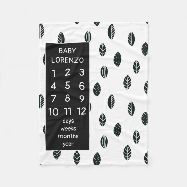 Modern Leaves Baby Milestone Blanket (Front)