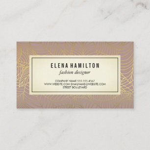 Modern Leaves Gold Line Pattern Business Card