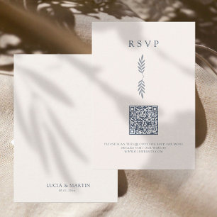 Modern Leaves Minimalist QR Code RSVP Card