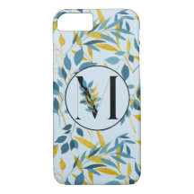 Modern Leaves Navy Gold "Letter M"