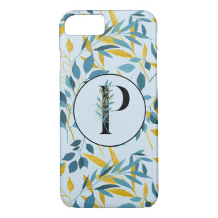 Modern Leaves Navy Gold "Letter P" Case-Mate iPhone Case