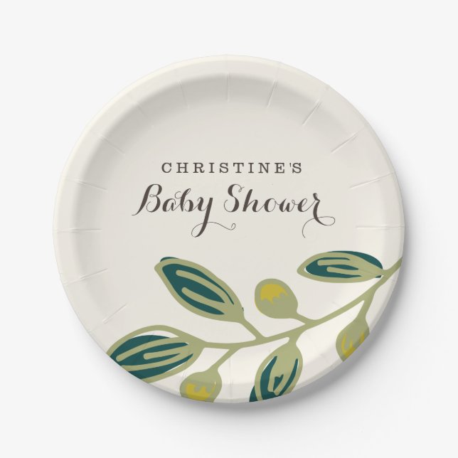 Modern Leaves Paper Plate (Front)