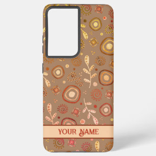Modern Leaves Pattern Trendy Personalise Name Samsung Galaxy Case