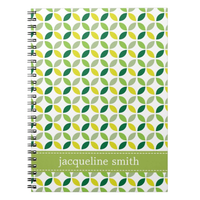 Modern Leaves Personalised Notebook - Green (Front)