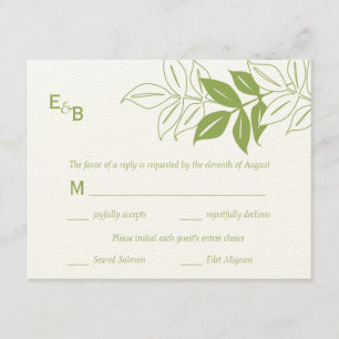 Modern Leaves RSVP Card - Celery