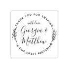 Modern Leaves Script Names Round Wedding Thank You