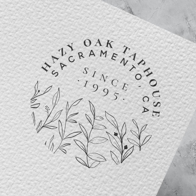 Modern Leaves & Twigs | Small Business Logo Self-inking Stamp (Creator Uploaded)