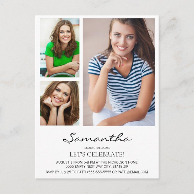 Modern Leaving for College Trunk Party 3 Photo Postcard (Front)