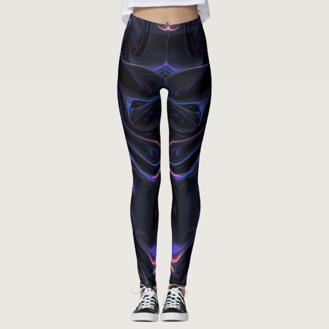 Modern leggings with black abstract colour transit (Front)