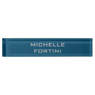 Modern Legible Name Plain Ocean Blue Nameplate