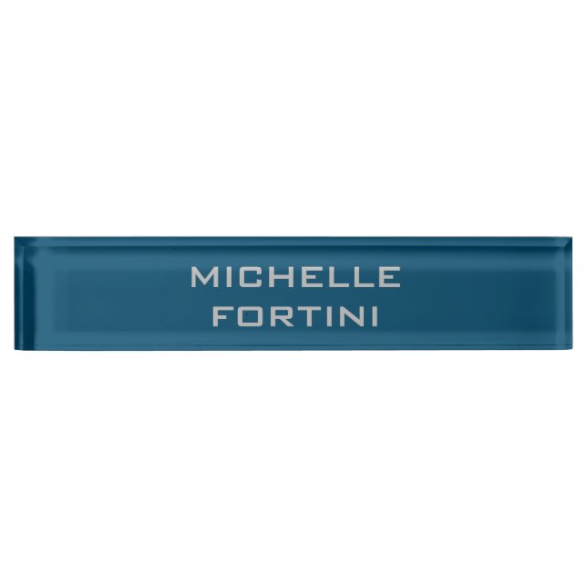 Modern Legible Name Plain Ocean Blue Nameplate (Front)