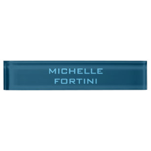 Modern Legible Name Plain Ocean & Sky Blue Nameplate