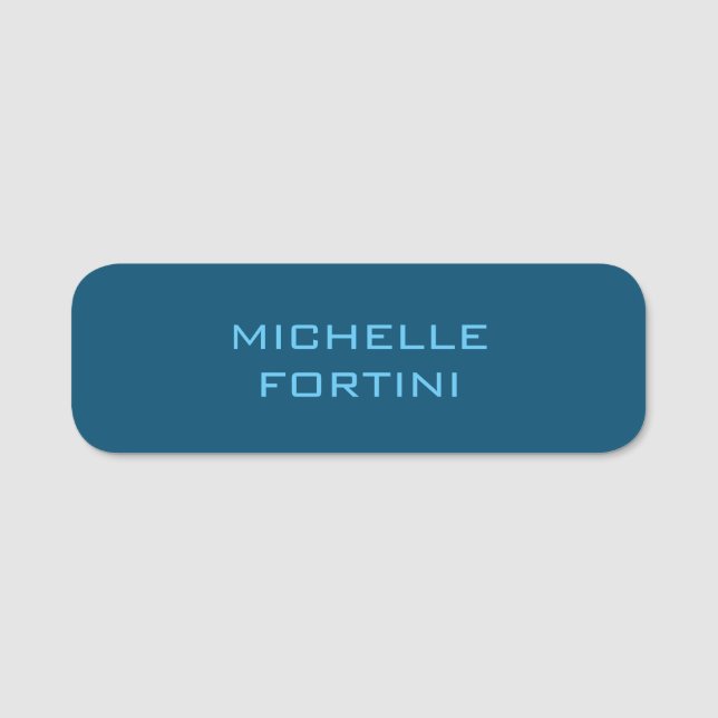 Modern Legible Name Plain Ocean & Sky Blue Tag (Front)