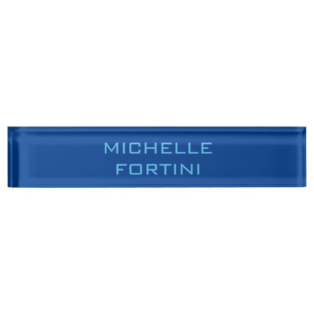 Modern Legible Name Plain Sky & Deep Blue Nameplate (Front)