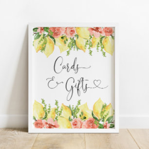 Modern Lemon and Floral Cards and Gifts Sign