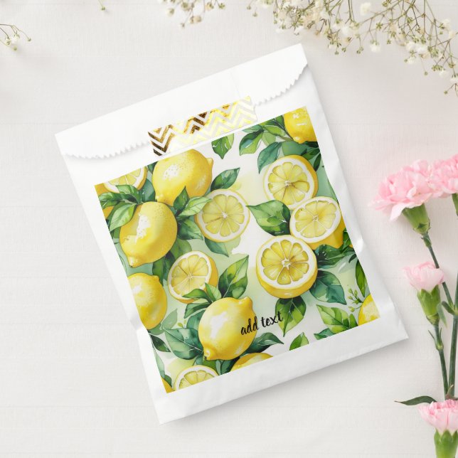 Modern lemon blue floral script bridal shower favour bags (Sealed)