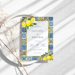 Modern Lemon Blue & Yellow Mediterranean Wedding Invitation<br><div class="desc">Modern Lemon Blue & Yellow Mediterranean Wedding Invitation</div>