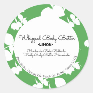 Modern Lemon Body Butter Bath Branding Packaging Classic Round Sticker