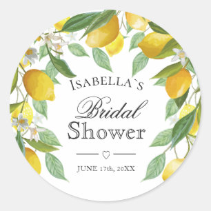 Modern Lemon Boho Summer Bridal Shower Classic Round Sticker