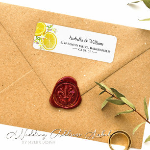 Modern Lemon Boho Summer Wedding Address Label