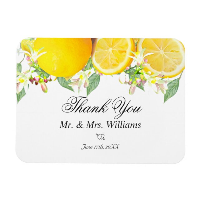 Modern Lemon Boho Summer Wedding Thank You Magnet (Horizontal)
