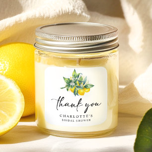 Modern Lemon Bridal Shower Square Sticker