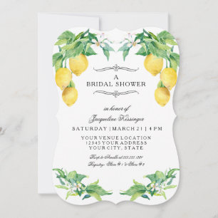 Modern Lemon Citrus Floral Elegant Bridal Shower Invitation