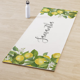 Modern Lemon Citrus Name Yoga Mat