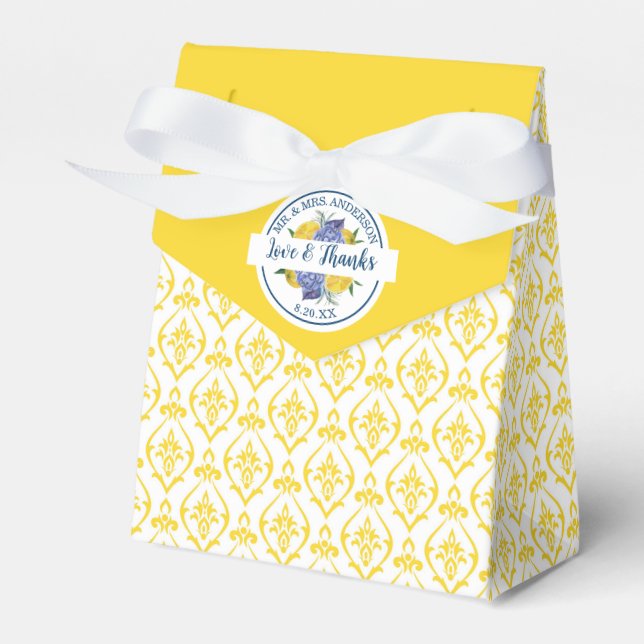 Modern Lemon Citrus Summer Wedding  Favour Box (Front Side)