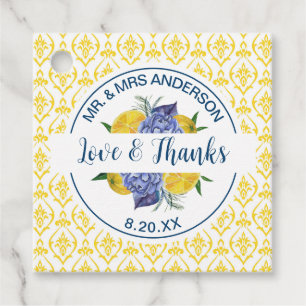 Modern Lemon Citrus Summer Wedding Favour Tags
