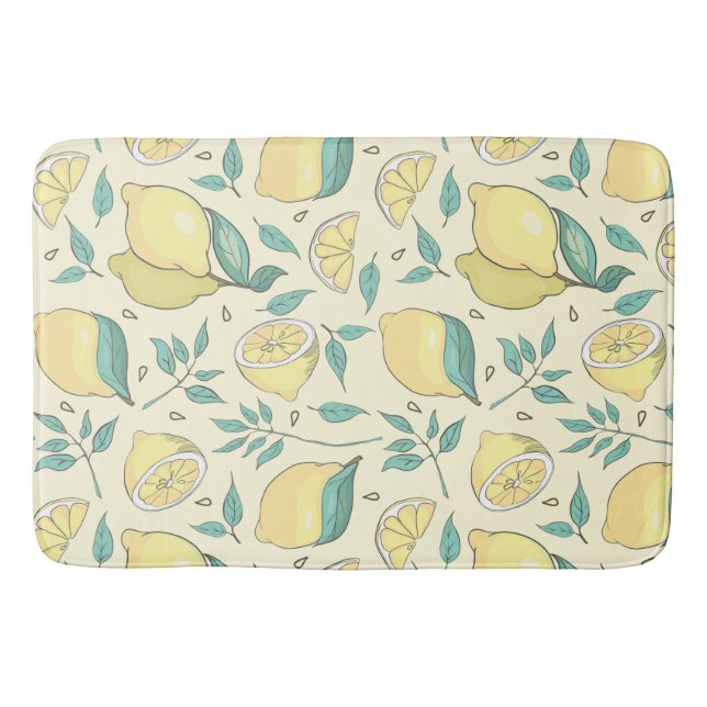 Modern Lemon Citrus Summer yellow Personalised     Bath Mat (Front)