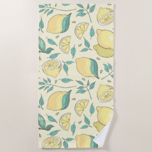 Modern Lemon Citrus Summer yellow Personalised     Beach Towel