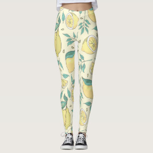 Modern Lemon Citrus Summer yellow Personalised    Leggings
