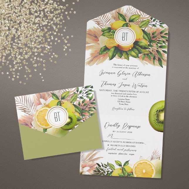 Modern Lemon Citrus Wedding All In One Invitation (Creator Uploaded)