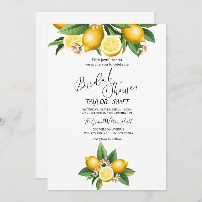 Modern Lemon Garden | Bridal Shower Invitation (Front/Back)