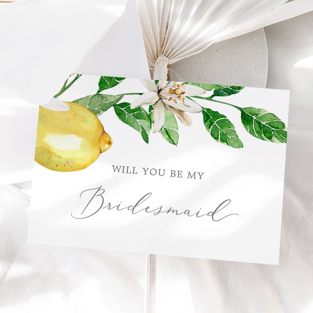 Modern Lemon Garden Bridesmaid Proposal Card (Creator Uploaded)