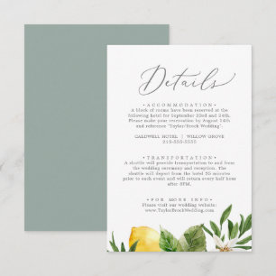 Modern Lemon Garden Details Enclosure Card