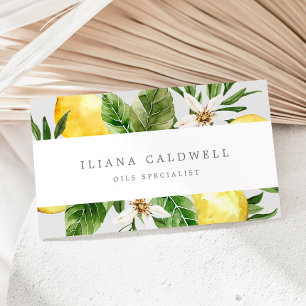 Modern Lemon Garden Grey Business Card