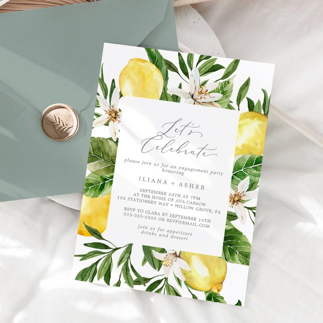 Modern Lemon Garden Let's Celebrate Invitation (Creator Uploaded)