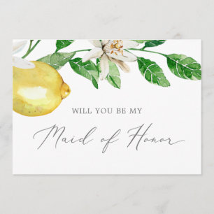 Modern Lemon Garden Maid of Honour Proposal Card