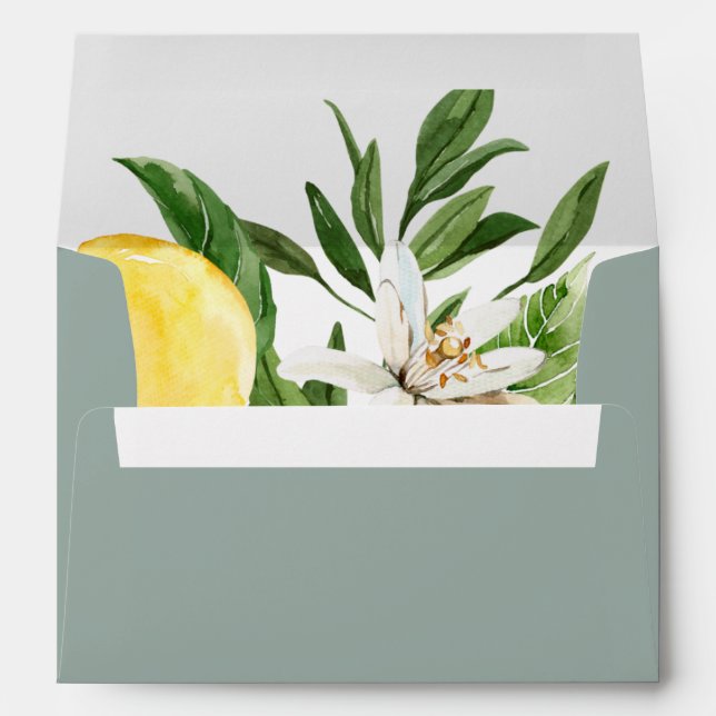Modern Lemon Garden Wedding Invitation Envelope (Back (Bottom))