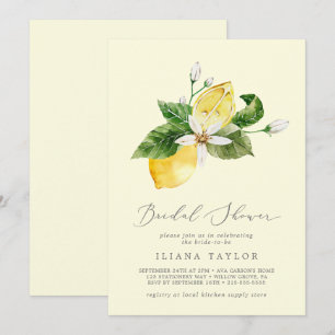Modern Lemon Garden   Yellow Bridal Shower Invitation
