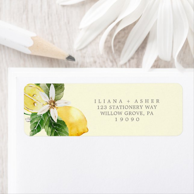 Modern Lemon Garden | Yellow Return Address Label (Insitu)